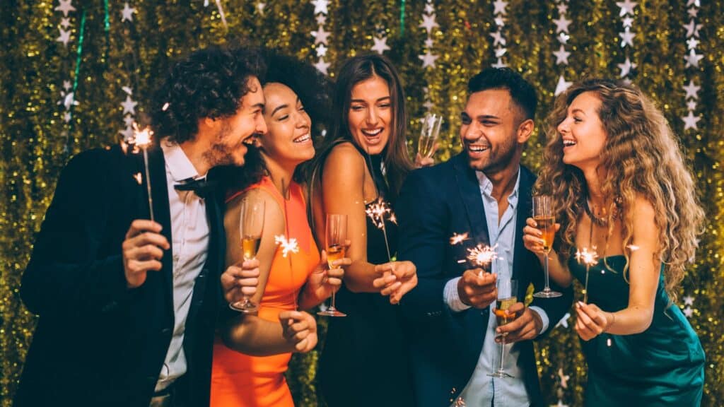 friends celebrating new years eve together